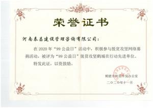 2020年99公益日脱贫攻坚鹤城在行动先进单位